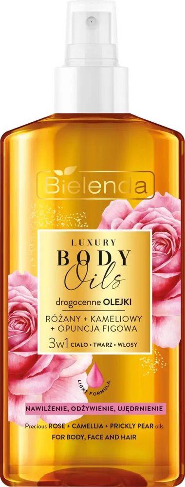 Bielenda Luxury Body Oils Precious Oils Rose + Camellia + Prickly Pear 3in1 for Body Face and Hair 150ml