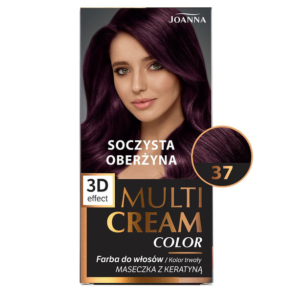 Joanna Multi Cream Trwały Intensywny Kolor Włosów Farba Pielęgnująca 37 Soczysta Oberżyna 60x40x20g