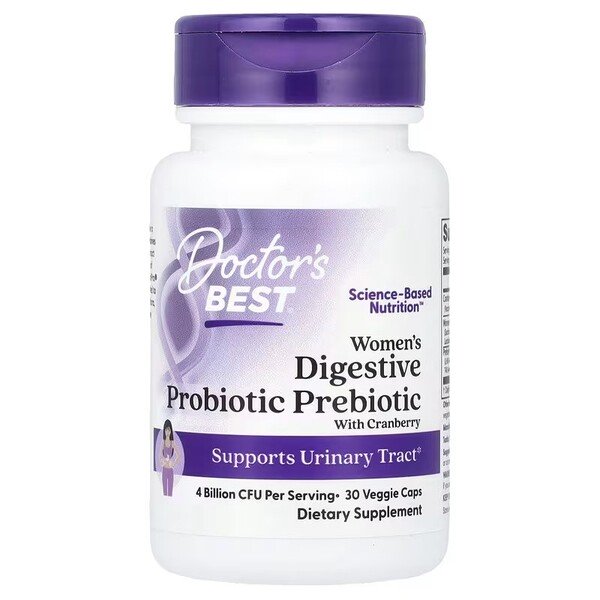Doctor's Best Women's Digestive Probiotic Prebiotic with Cranberry For Digestive and Urinary Tract Health 30 Vcaps