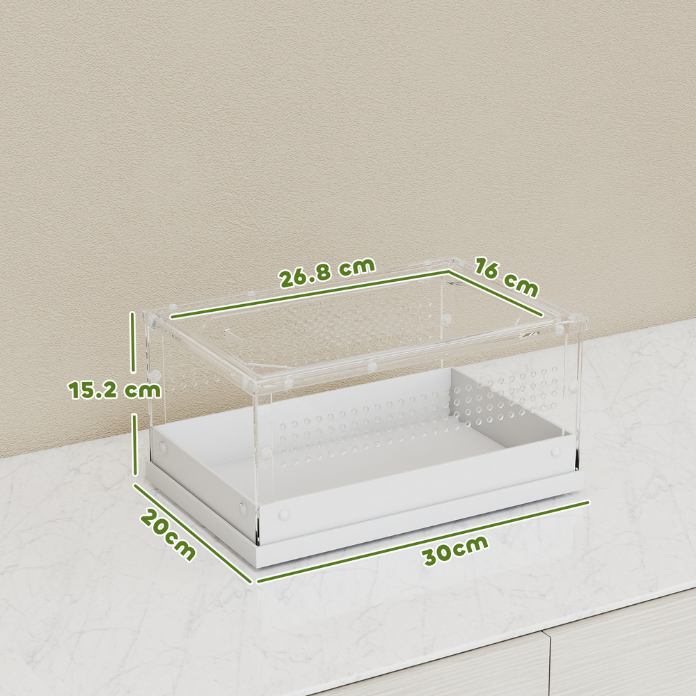 PawHut Acrylic Reptile Terrarium with Top Sliding Door, Vents, for Snake, Frog, Spider, Gecko, Tarantula, 30 x 20 x 15 cm