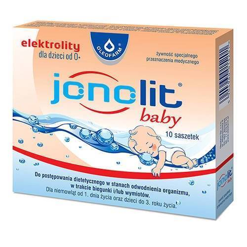 OLEOFARM Jonolit Baby elektrolity dla dzieci od urodzenia, efektywne nawodnienie 10 saszetek