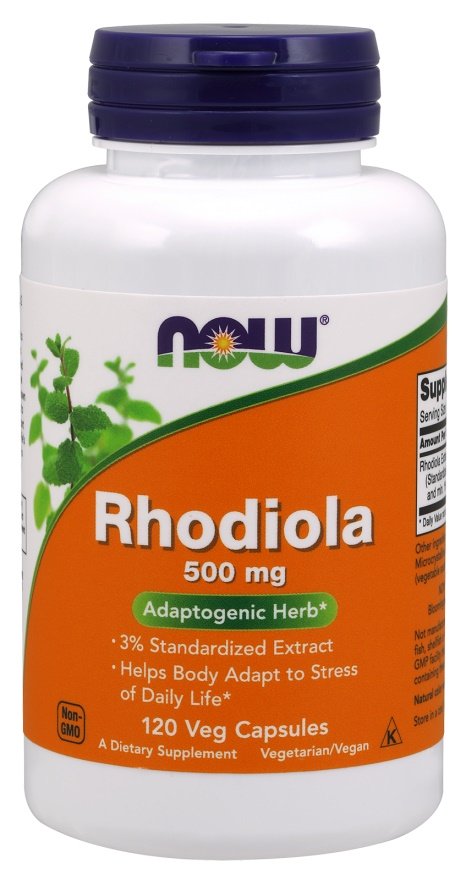 NOW Foods Różeniec Górski 500mg Adaptogen na Wsparcie w Stresie 120 Kapsułek
