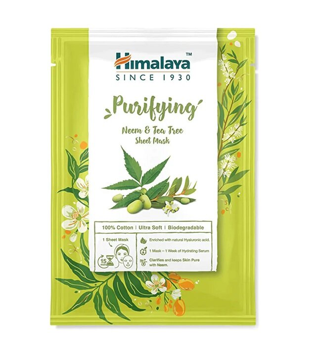 Himalaya Purifying Neem & Tea Tree Oczyszczająca Maska na Tkaninie z Neem i Olejkiem z Drzewa Herbacianego dla Skóry Trądzikowej Tłustej Mieszanej 30ml