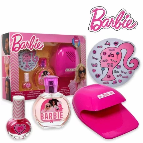 Barbie Zestaw Upominkowy dla Dziewczynki Woda Toaletowa 50ml  Lakier do Paznokci 3,5ml Naklejki Dekoracyjne Suszarka do Paznokci 1 Sztuka