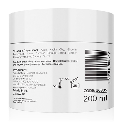 Apis Profesjonalna Maska Łagodząca z Kaolinem i Arniką 200ml