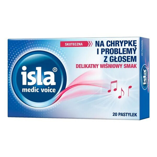 Isla Medic Voice na Chrypkę i Problemy z Głosem dla Dorosłych i Dzieci powyżej 6 Roku Życia 20 Pastylek do Ssania Best Before 30.09.26