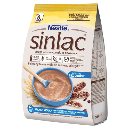 Nestle Sinlac Bezglutenowy Produkt Zbożowy bez Dodatku Cukru dla Niemowląt po 6. Miesiącu Życia 300g