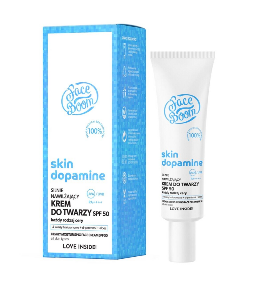 FaceBoom Skin Dopamine Silnie Nawilżający Krem do Twarzy z SPF 50 Vegan 40ml