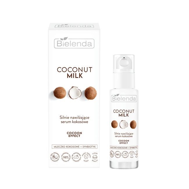 Bielenda Coconut Milk Silnie Nawilżające Serum Kokosowe Cocoon Effect dla Każdego Rodzaju Skóry 30ml