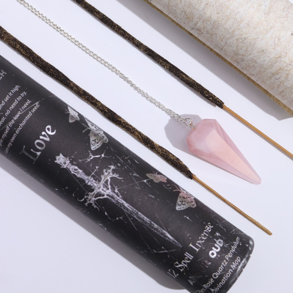 Ancient Witch Spell Incense - Love - Rose Quartz Pendulum