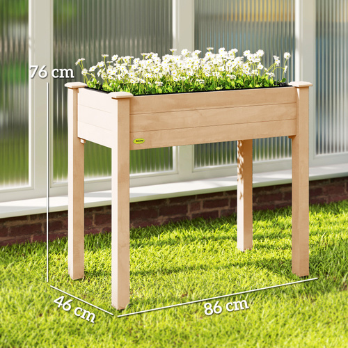 Outsunny Garden Wooden Planters， Rectangular Raised Bed,Flower Box, Fir Wood Indoor/Outdoor, Oak Tone, 86L x 46W x 76Hcm