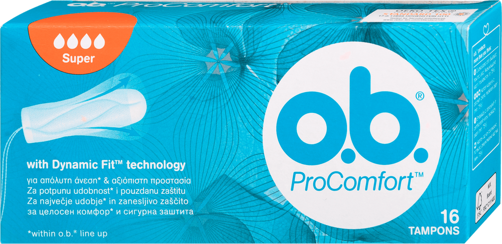 O.B. Pro Comfort Super Łatwej Aplikacji Tampony 16 Sztuk