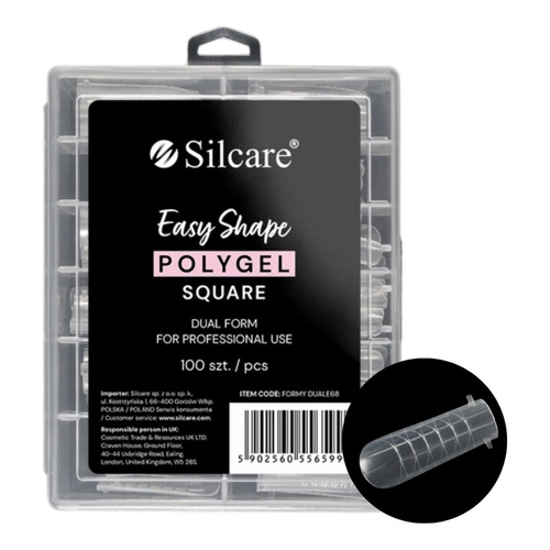 Silcare Dual Forms Clear Square Acrygel Nail Extension Forms 100 pcs
