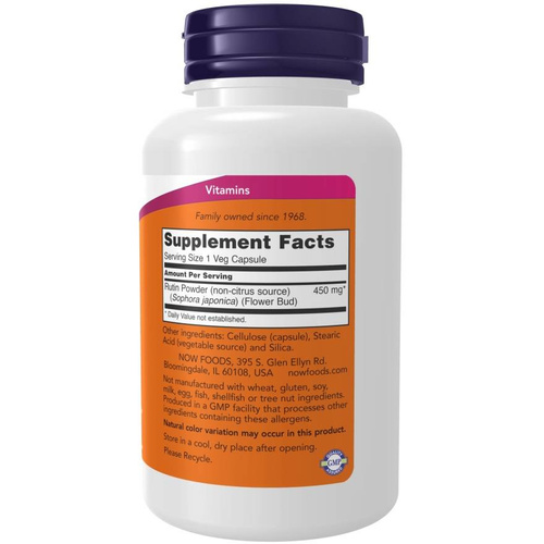 Now Foods Rutin 450mg Rutyna Wzmacnia Zdrowie Serca i Naczyń Krwionośnych 100 Kapsułek