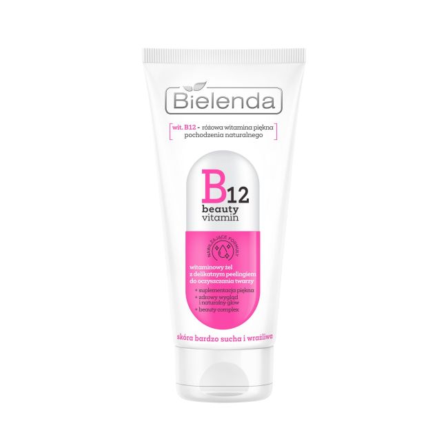 Bielenda B12 Beauty Vitamin Witaminowy Żel do Twarzy z Peelingiem dla Skóry Bardzo Suchej i Wrażliwej 150ml