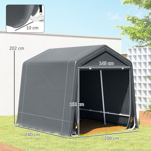 Outsunny 8 x 6.5 ft Outdoor Garden Storage Shed, Waterproof Bike Tent w/ Double Roll-up Zipper Door for Garden Tools, Dark Grey