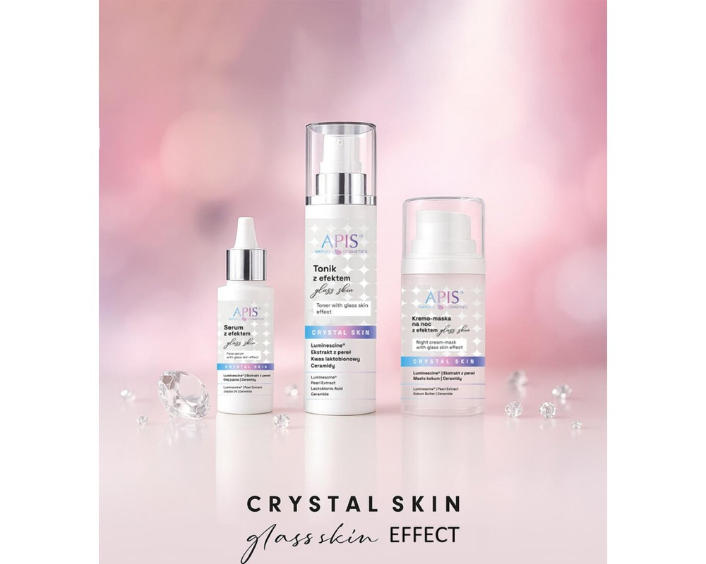 Apis Crystal Skin Tonik Rozświetlający z Efektem Glass Skin dla Skóry Suchej Matowej 200ml