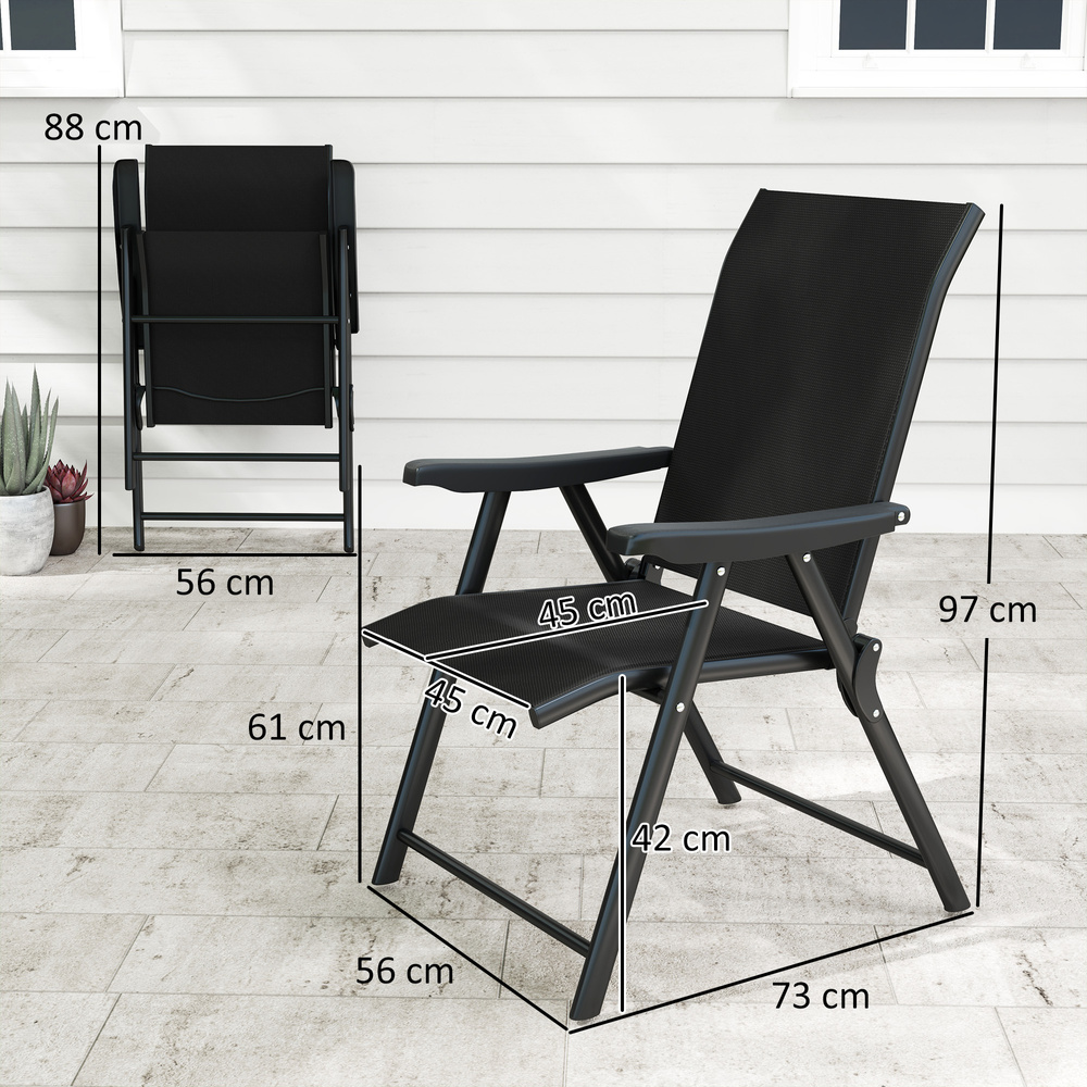 Outsunny Set of Two Folding Outdoor Chairs - Black