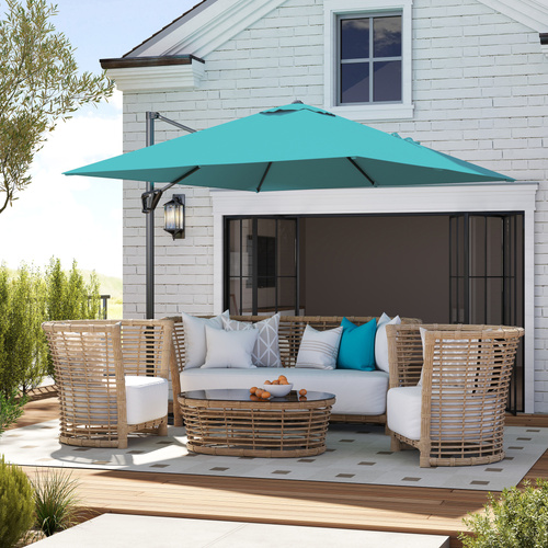 Outsunny Patio Offset Parasol Umbrella - Blue