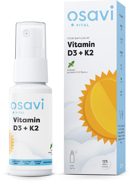 Osavi Vitamin D3 + K2 Spray Supports Bone Health Immunity and Circulatory System Mint 25ml