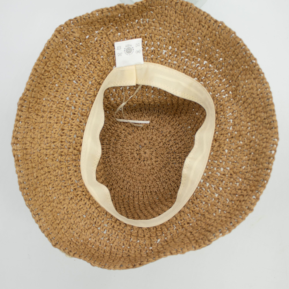 Nomad Sari Floppy Straw Sun Hat - Beige & Blue Flowers