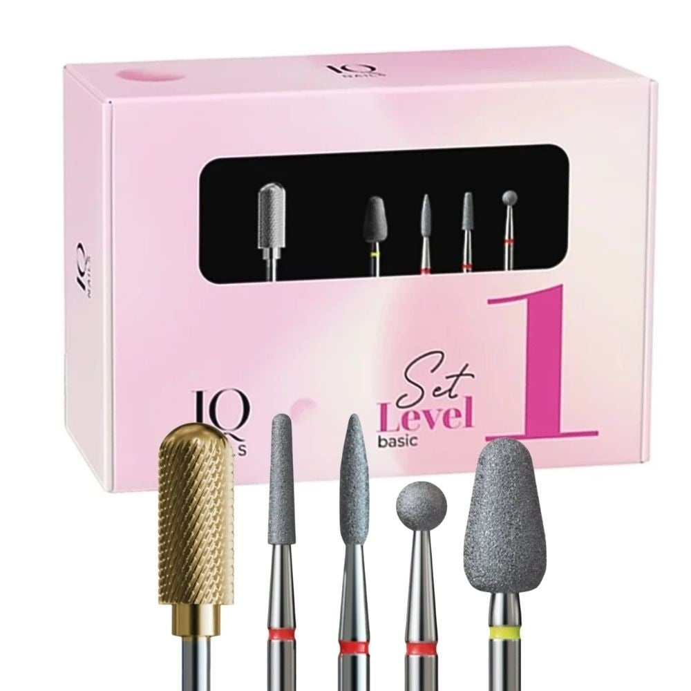 IQ Nails Level 1 Basic Nail Drill Bit Starter Set for Beginners 5pcs