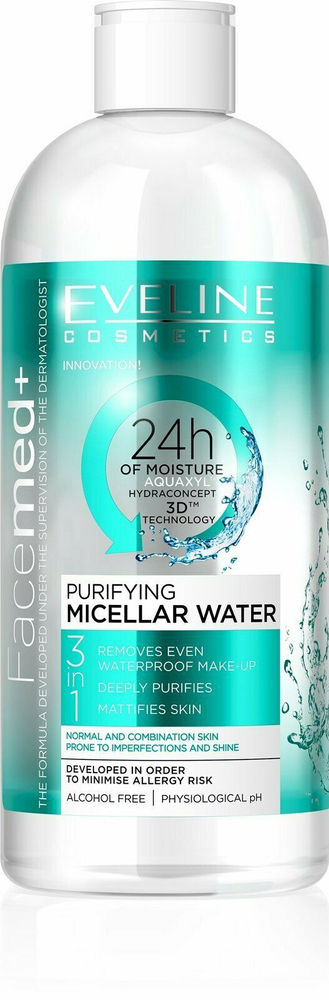 Eveline Facemed+ Cleansing Micellar Water 3in1 for Oily and Combination Skin 400ml