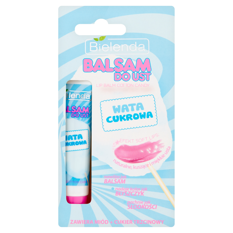 Bielenda Nawilżający Balsam do Ust Wata Cukrowa z Miodem i Cukrem Trzcinowym 10g 