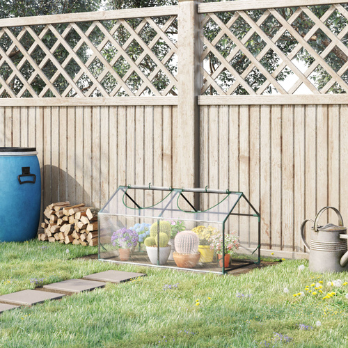 Outsunny Mini Greenhouse Portable Flower Planter Vegetable Grow House for Garden with Zipped Windows, 120 x 60 x 60 cm, Clear