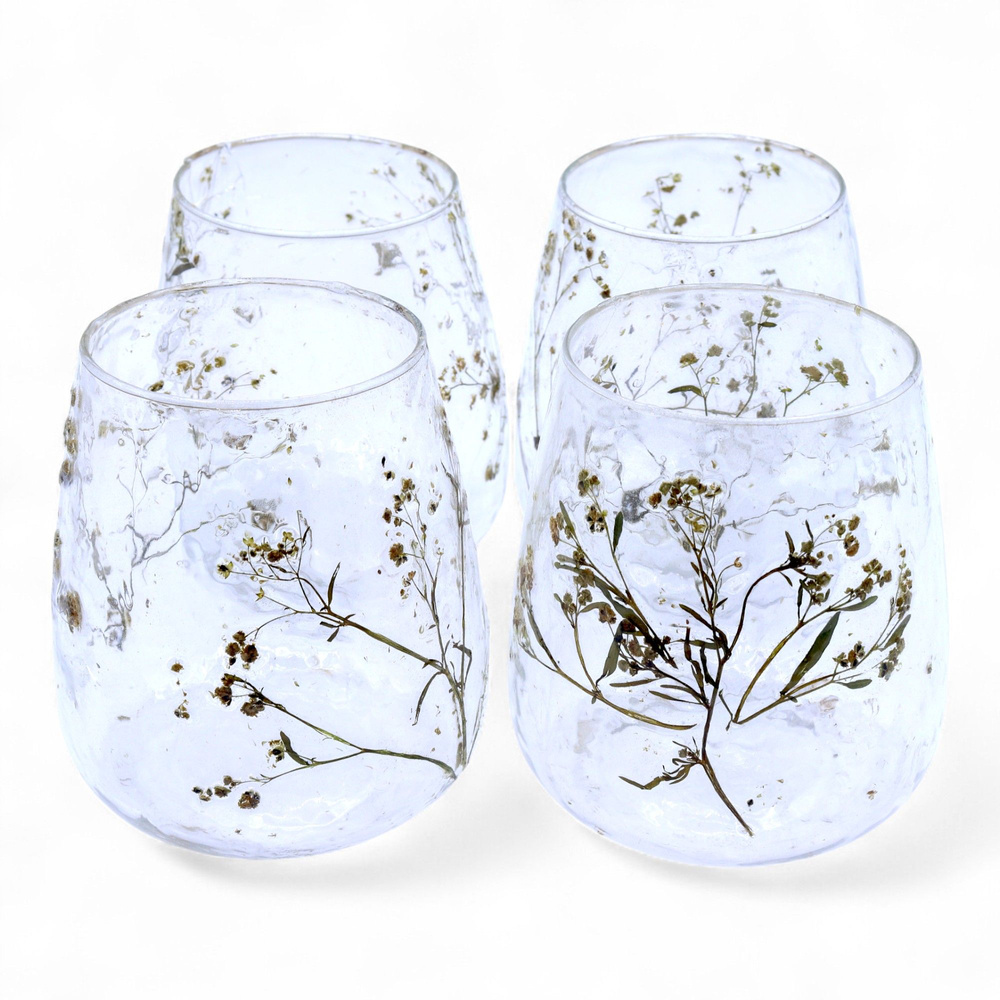 Natural Floral Glass - Vase Candle Holder - Margarita - (12x11cm)