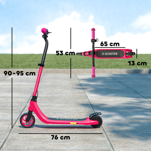 HOMCOM Electric Scooter for Kids 6+, Foldable E Scooter, Up to 8 KM/H, Maximum Range 6 KM, Adjustable Height, Pink