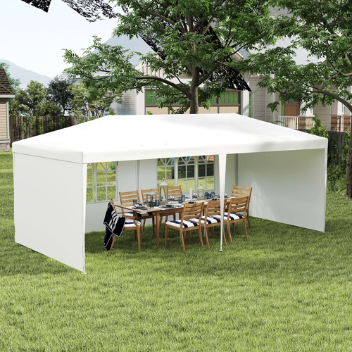 Outsunny 6 x 3 m Party Tent Gazebo Marquee Outdoor Patio Canopy Shelter with Windows and Side Panels White