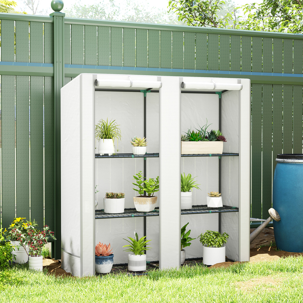 Outsunny Three-Tier Mini Greenhouse - White
