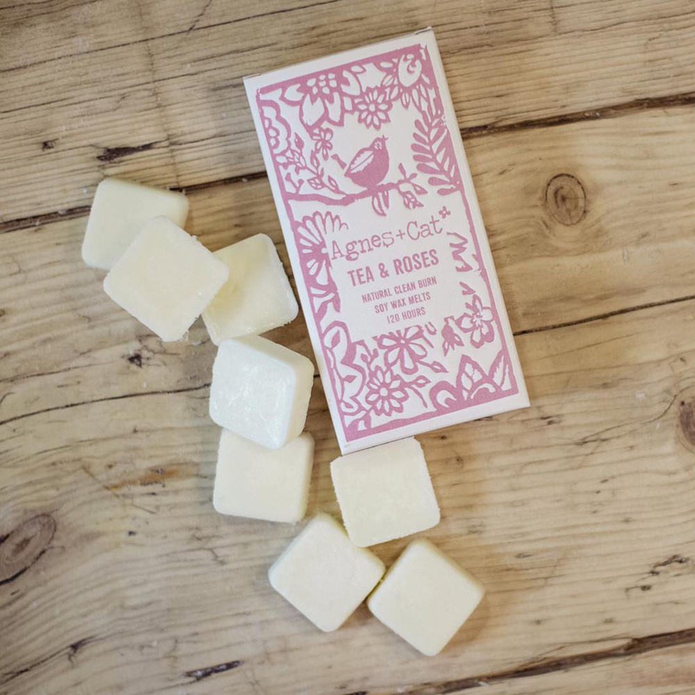 Agnes + Cat Box of 8 Wax Melts - Tea + Roses