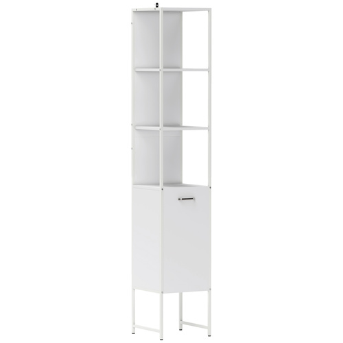 HOMCOM Tall Bathroom Cabinet with Open Shelves and Adjustable Shelf - White