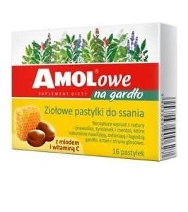 Amolove Tabletki Na Gardło z Miodem i Witaminą C 16 Pastylek