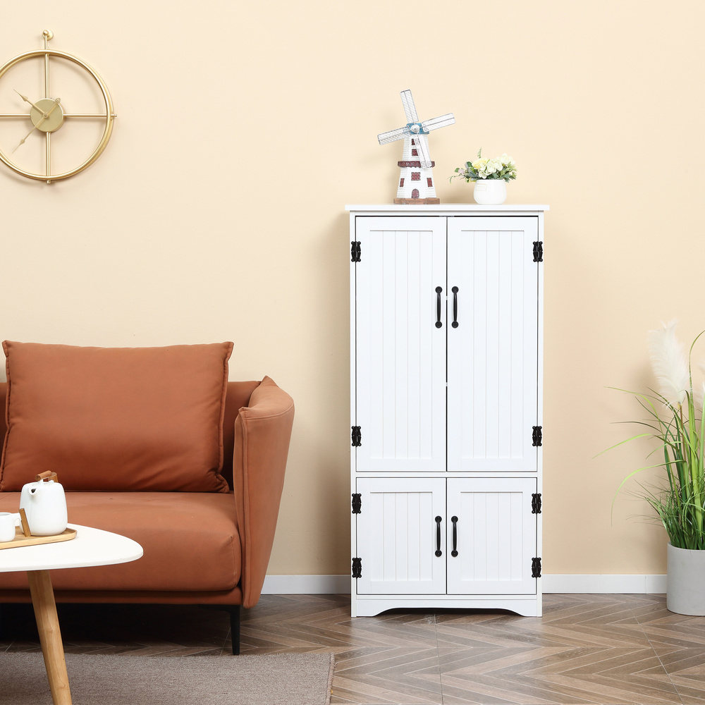HOMCOM Accent Floor Storage Cabinet, Kitchen Cupboard Sideboard with Adjustable Shelves and 2 Lower Doors, White