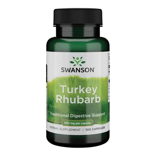 Swanson Rabarbar Dłoniasty 500mg na Trawienie 100 Kapsułek