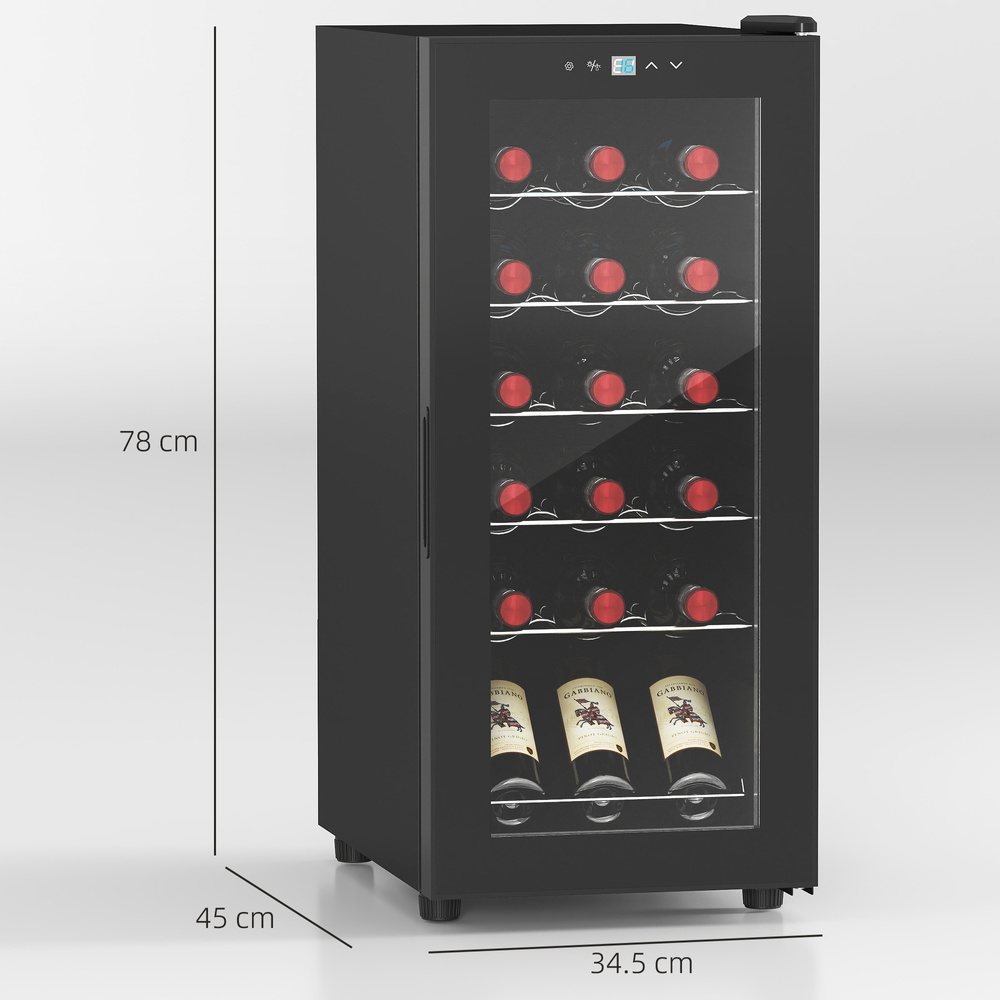 HOMCOM 18-Bottle Narrow Wine Fridge, with Lights - Black