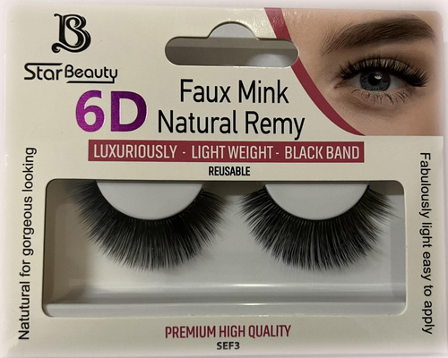 Star Beauty Professional Natural Remy Hair Eyelashes 6D Full Volume and Soft Reusable SEF03 1 Pair