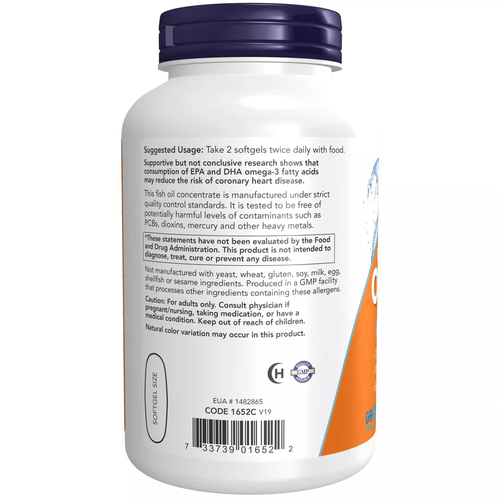Now Foods Omega-3 Fish Oil Molecularly Distilled 100 Kapsułek