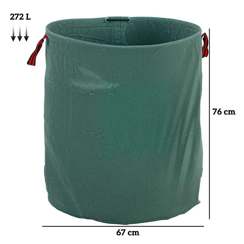 Outsunny Garden Waste Bags, 272L x 3 Heavy Duty Garden Bags, Foldable and Reusable Waste Sacks with Handles for Loading Leaf, Trash, Debris, Green