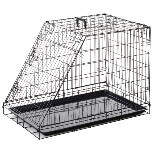 Pawhut Trapeze Collapsible Dog Pet Travel Box Cage Removable Tray 93 x 58 x 65cm