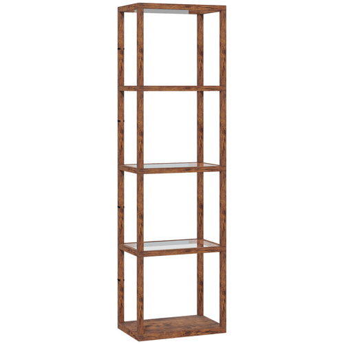 HOMCOM Four-Shelf Floor Lamp - Rustic Brown