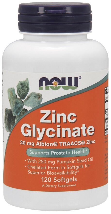 Now Foods Zinc Glycinate Supports Immune System & Skin Health 120 Softgels