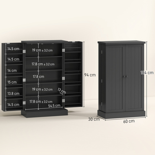 HOMCOM Kitchen Cupboard, Freestanding Multi-Storage Kitchen Pantry Cabinet with Adjustable Shelves, Black