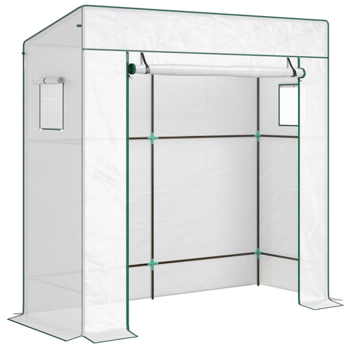 Outsunny PE Cover Walk-in Outdoor Greenhouse, White