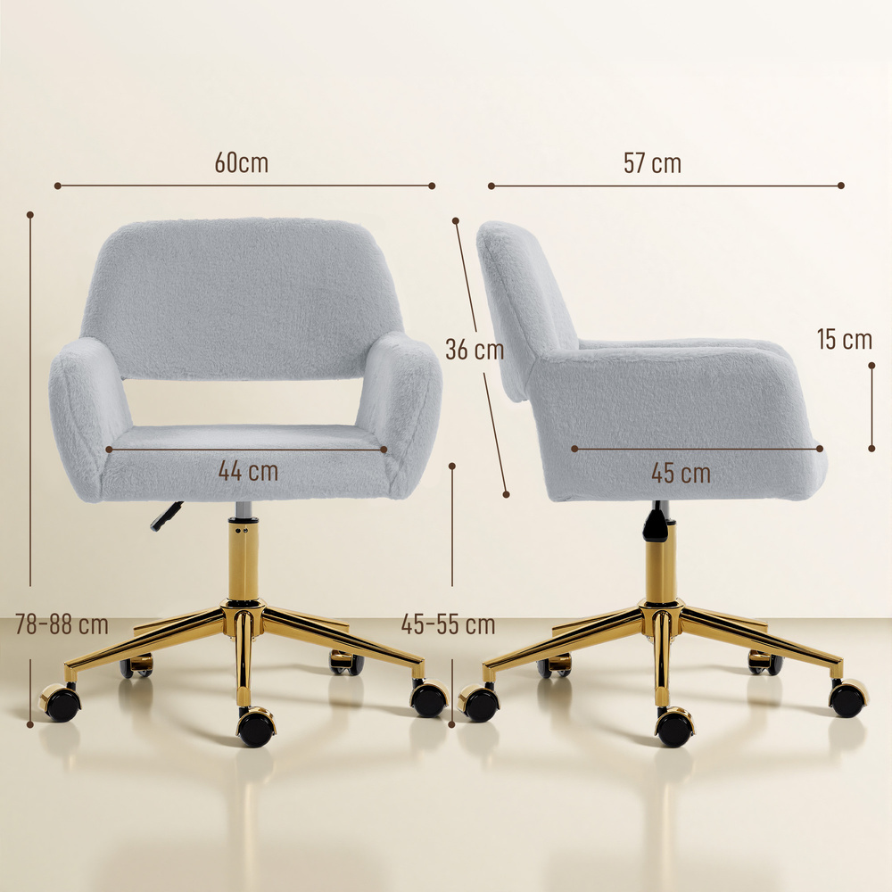 HOMCOM Faux Fur Rabbit Chair - Grey