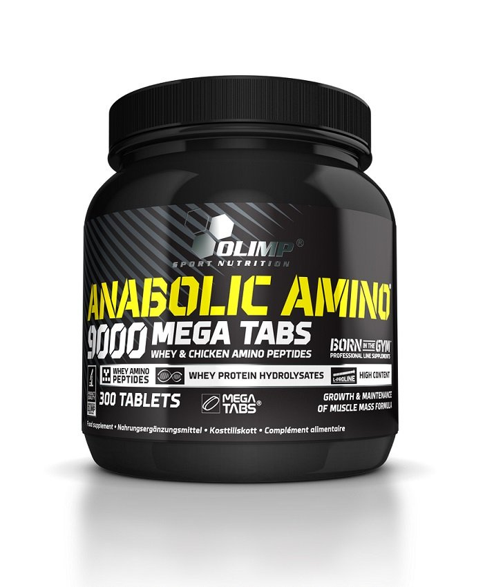 Olimp Anabolic Amino 9000 Mega Tabs Aminokwasy na Masę i Regenerację 300 Tabletek