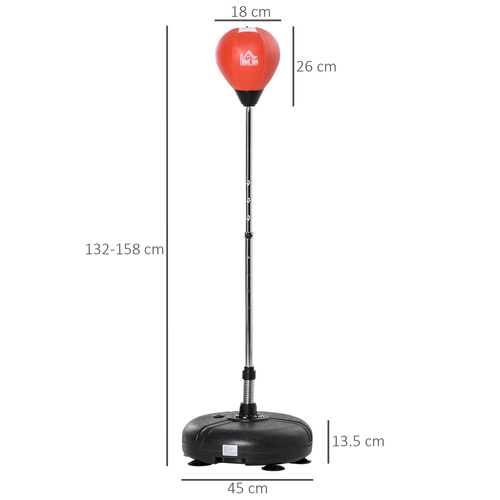 HOMCOM Punching Bag with Stand, 133-151cm Adjustable Height, for Teens, Red/Black